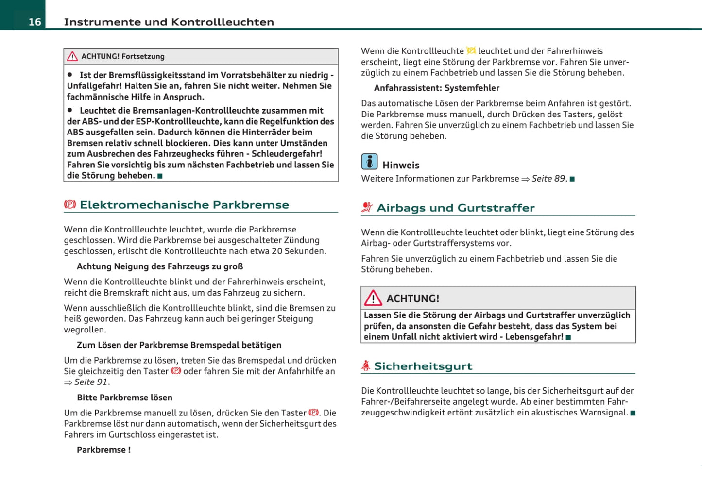 2007-2011 Audi A4 Owner's Manual | German