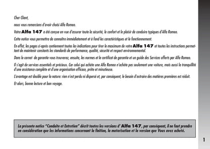 2007-2010 Alfa Romeo 147 Gebruikershandleiding | Frans