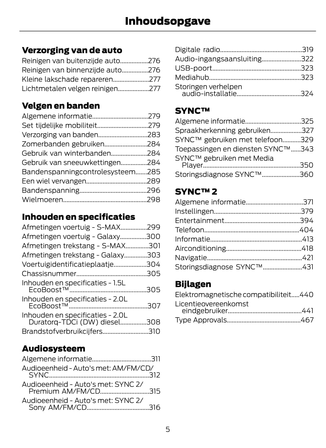 2015-2016 Ford Galaxy / S-Max Bedienungsanleitung | Niederländisch