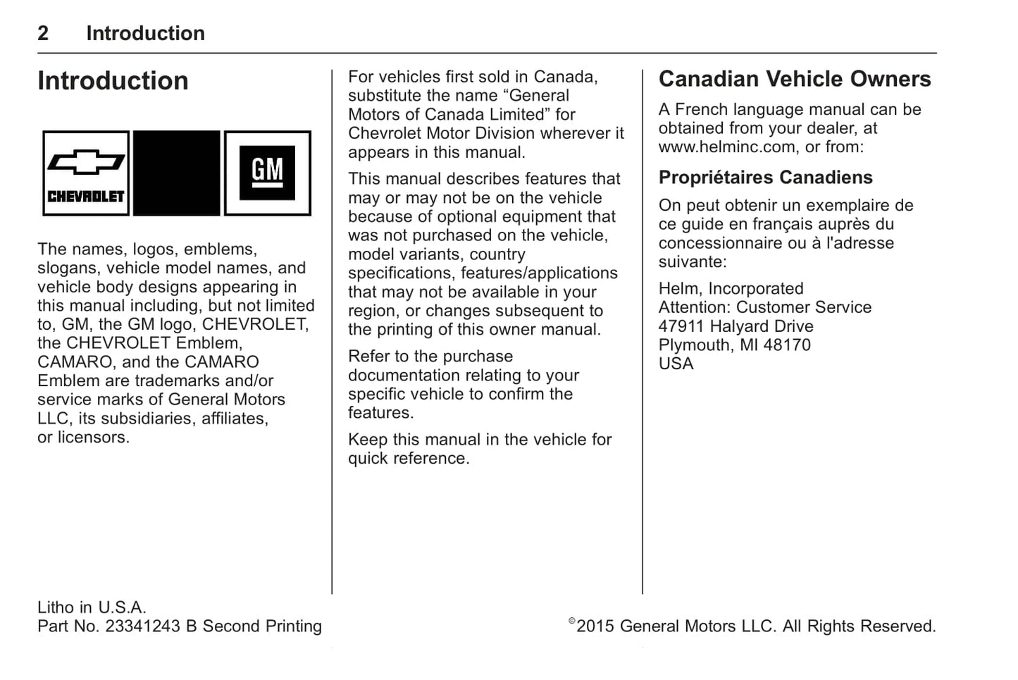 2016 Chevrolet Camaro Gebruikershandleiding | Engels