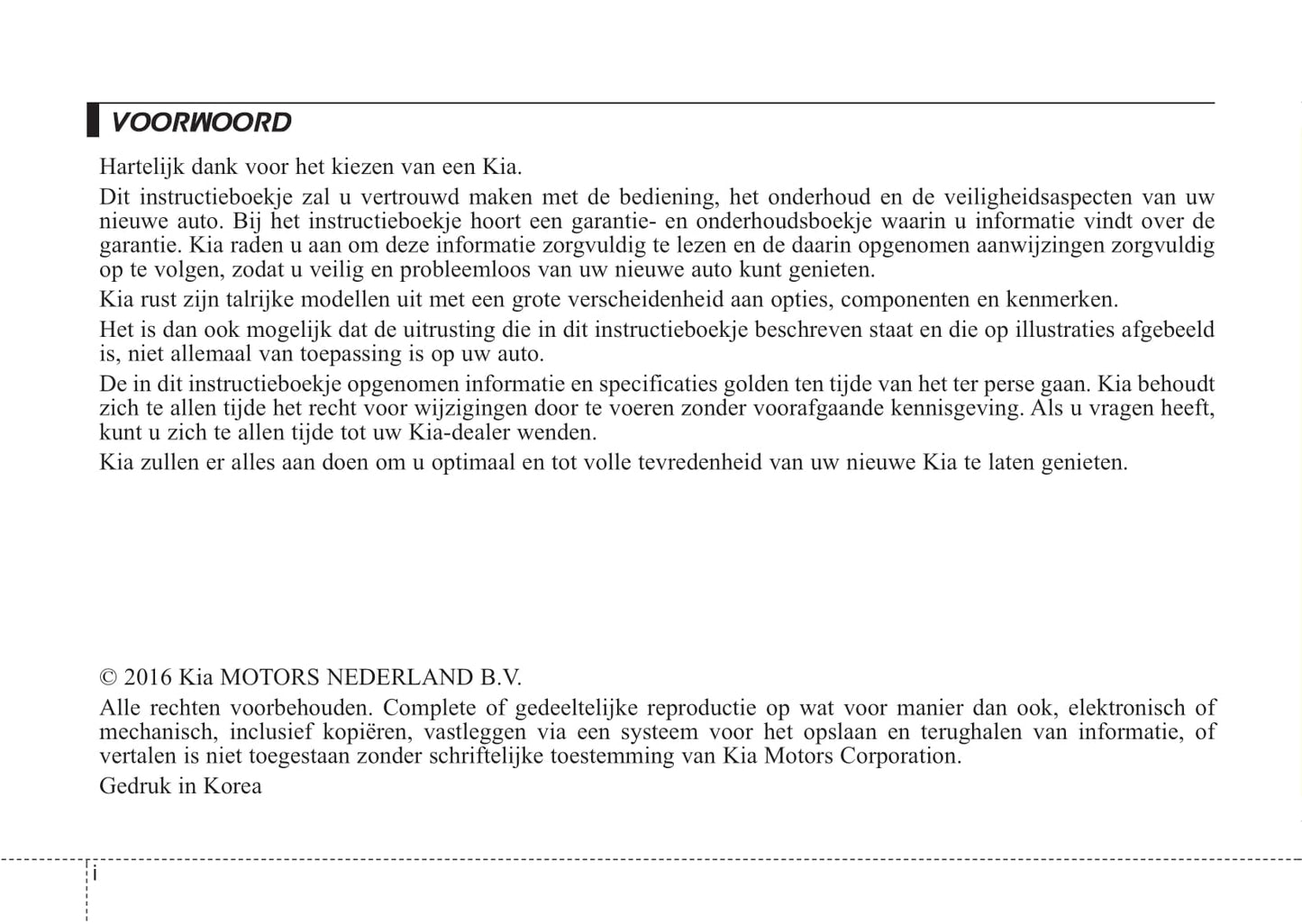 2016-2017 Kia Sorento Owner's Manual | Dutch