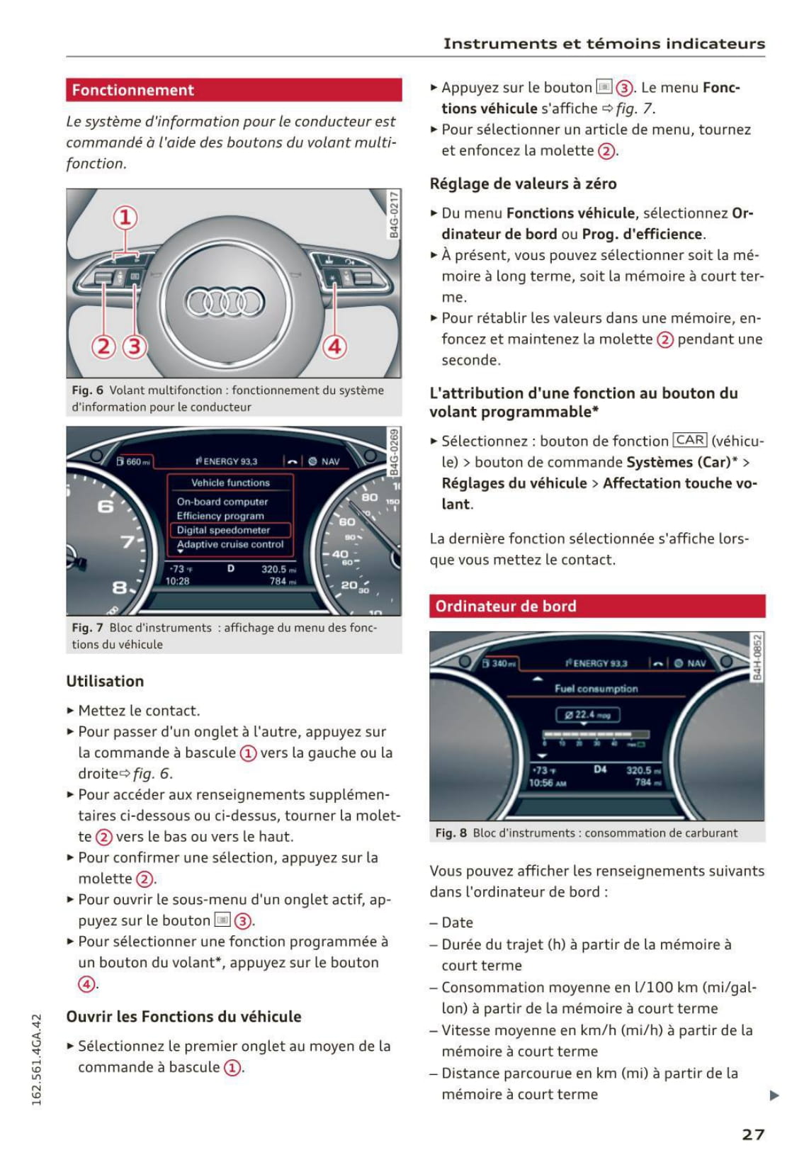 2014-2016 Audi A7 Sportback/S7 Sportback Owner's Manual | French