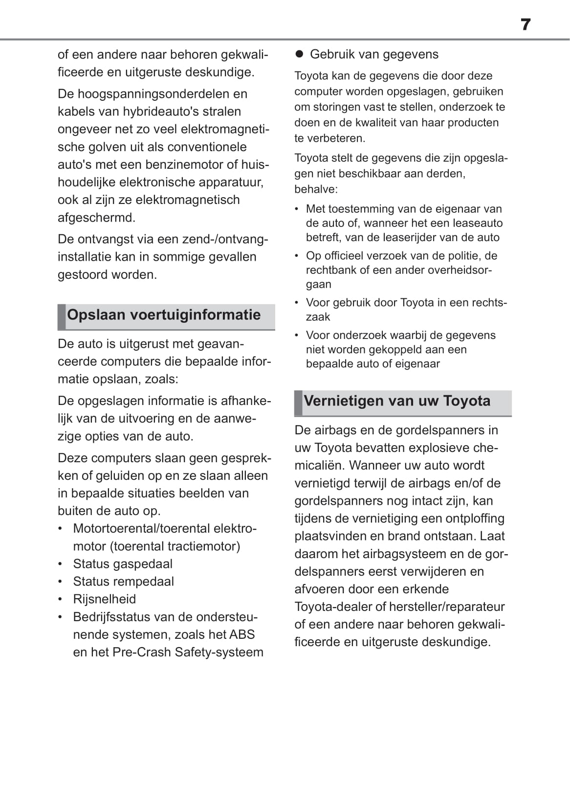 2019-2020 Toyota Corolla Hatchback / Touring Sports Hybrid Owner's Manual | Dutch