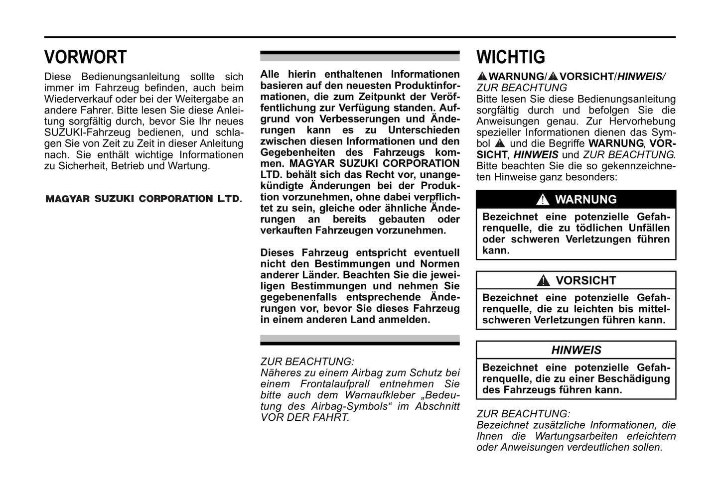 2020-2021 Suzuki Vitara Owner's Manual | German