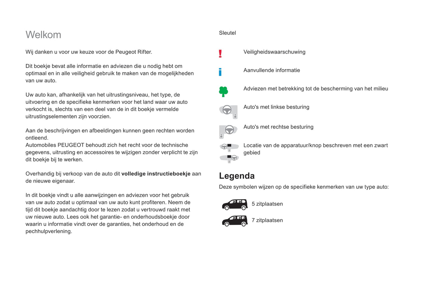 2018-2019 Peugeot Rifter Gebruikershandleiding | Nederlands