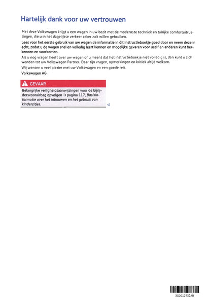 2014-2019 Volkswagen Passat Owner's Manual | Dutch