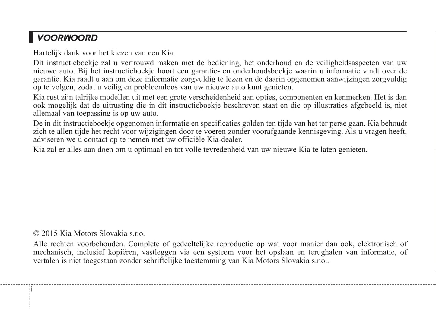 2015-2016 Kia Venga Owner's Manual | Dutch