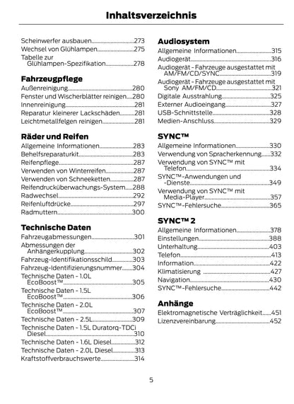 2014-2015 Ford Mondeo Owner's Manual | German