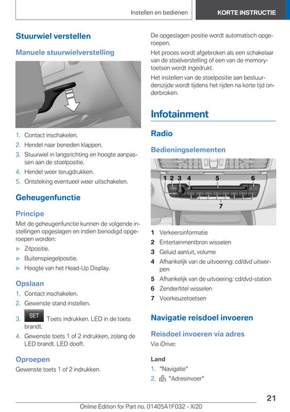 2020-2021 BMW X1 Owner's Manual | Dutch