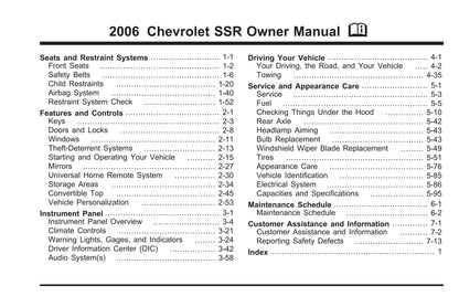 2006 Chevrolet SSR Gebruikershandleiding | Engels