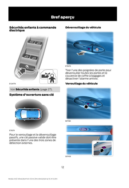 2013 Ford Mondeo Owner's Manual | French