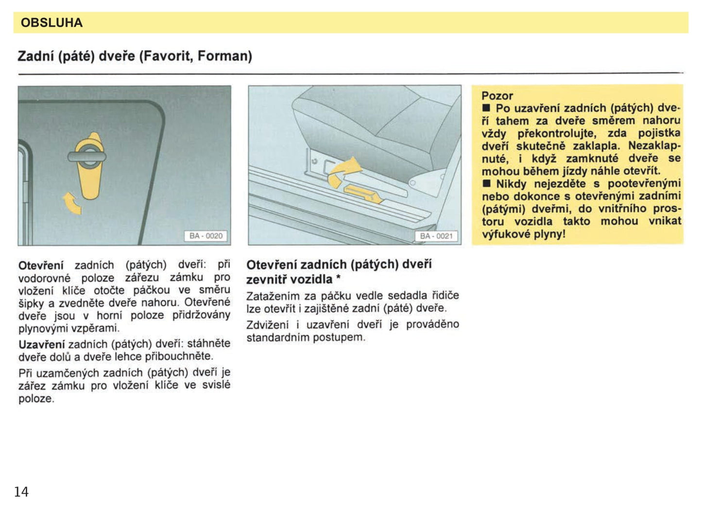 1993-1994 Skoda Favorit Owner's Manual | Czech