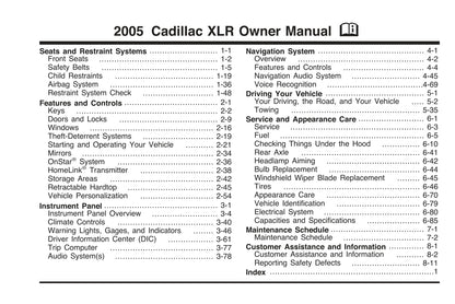 2005 Cadillac XLR Gebruikershandleiding | Engels
