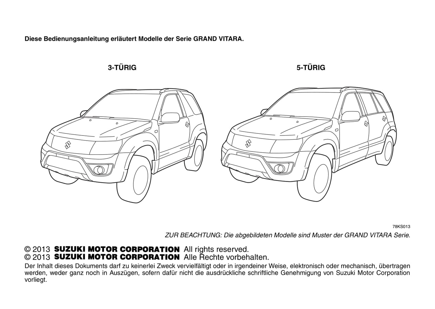 2012-2015 Suzuki Grand Vitara Gebruikershandleiding | Duits