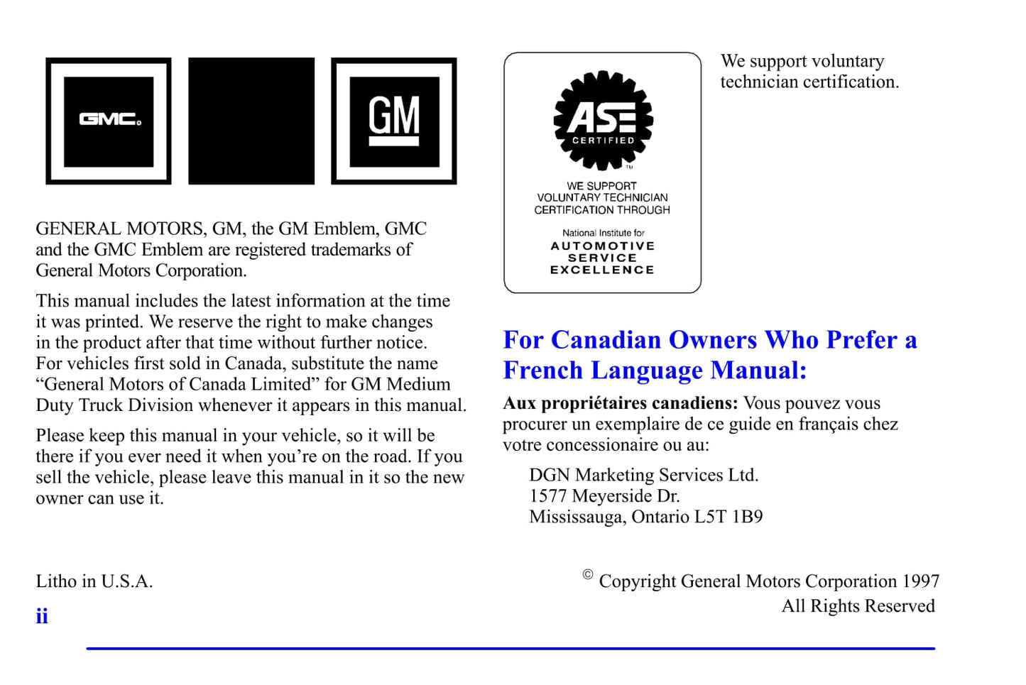 1998 GMC C-Series Gebruikershandleiding | Engels