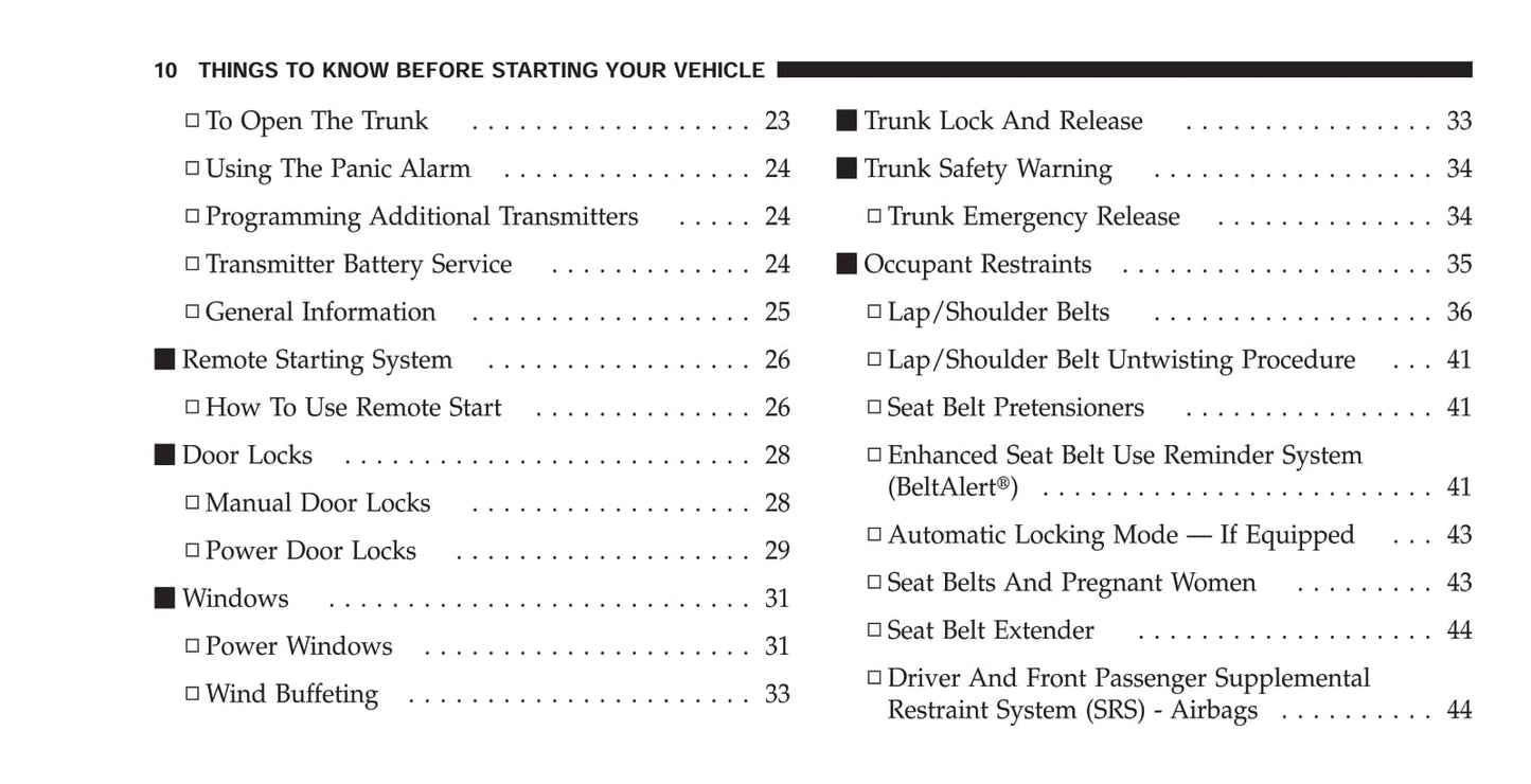 2009 Dodge Challenger SRT/SRT8 Gebruikershandleiding | Engels