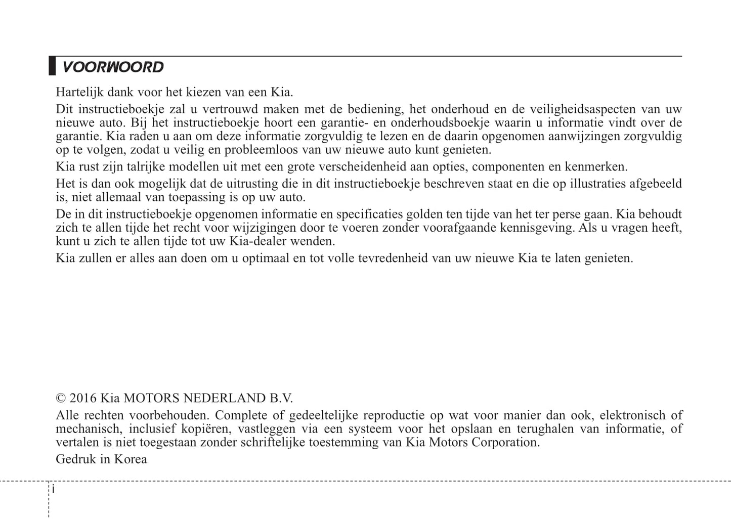 2016-2018 Kia Niro Owner's Manual | Dutch