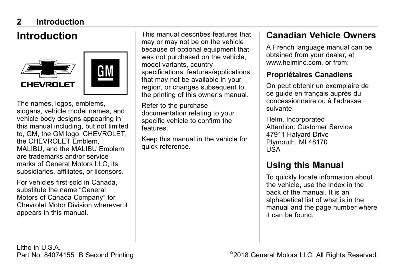 2019 Chevrolet Malibu Gebruikershandleiding | Engels