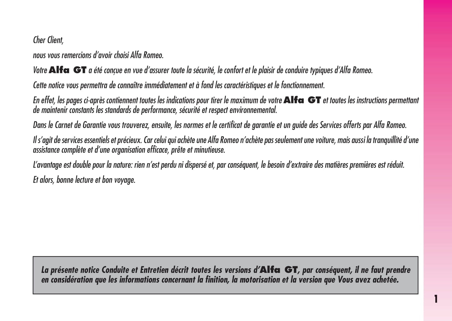 2007-2011 Alfa Romeo GT Gebruikershandleiding | Frans