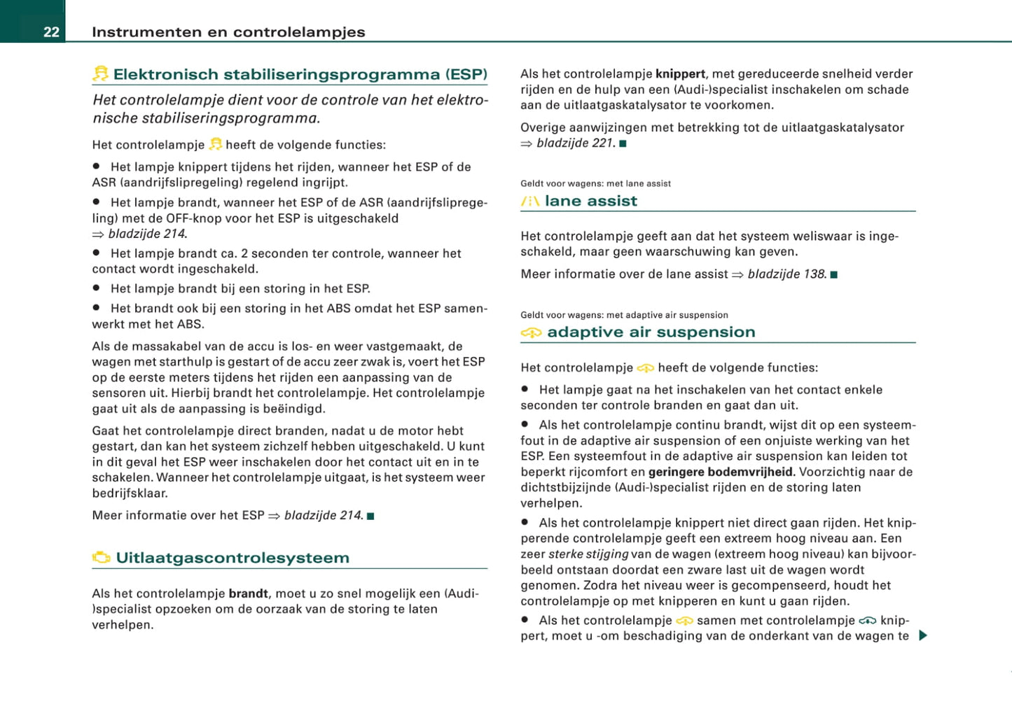 2008-2011 Audi A6 Owner's Manual | Dutch