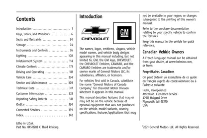 2021 Chevrolet Camaro Gebruikershandleiding | Engels
