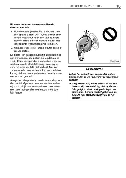 2005-2006 Toyota Yaris Owner's Manual | Dutch