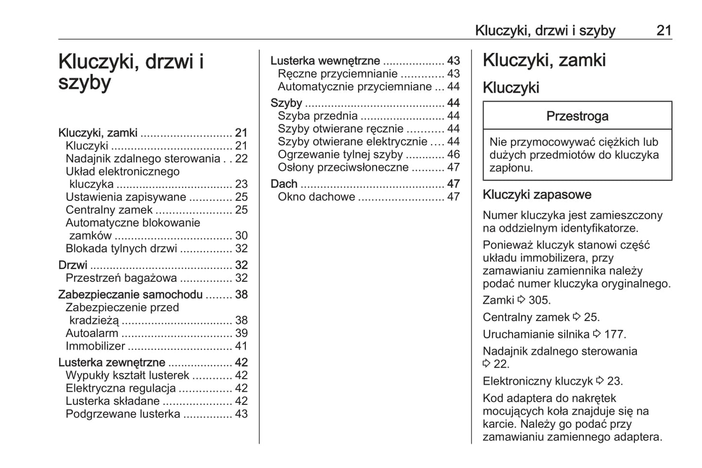 2018-2019 Opel Astra Owner's Manual | Polish