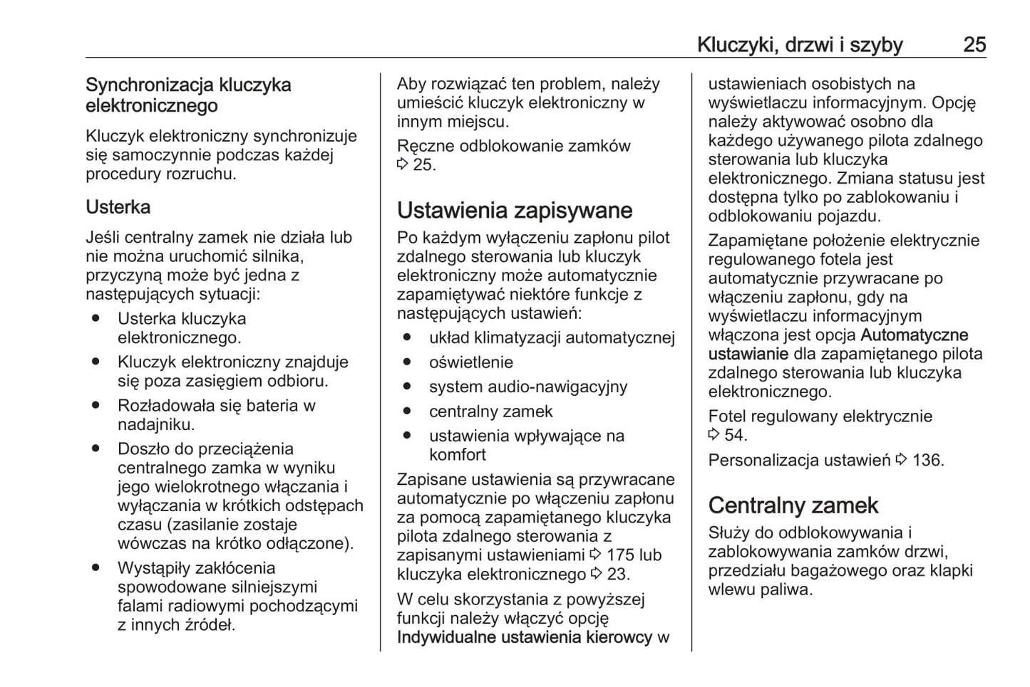 2018-2019 Opel Astra Owner's Manual | Polish