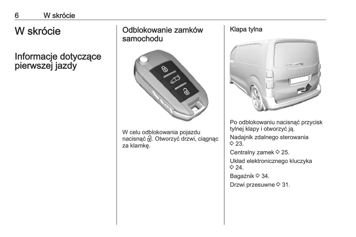 2020 Opel Vivaro Owner's Manual | Polish