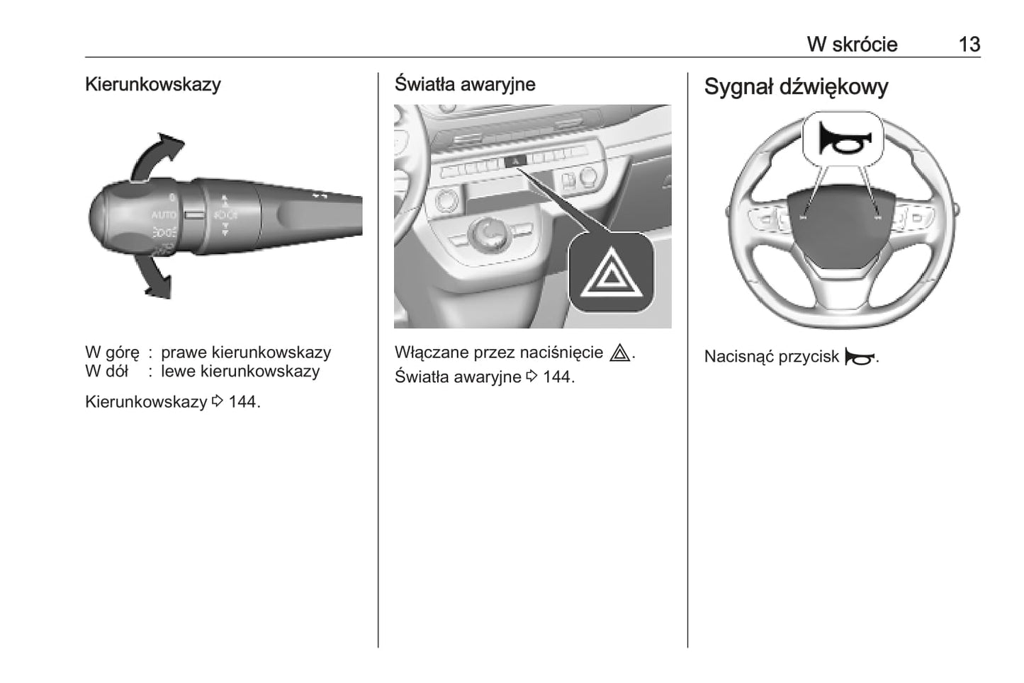 2020 Opel Vivaro Owner's Manual | Polish