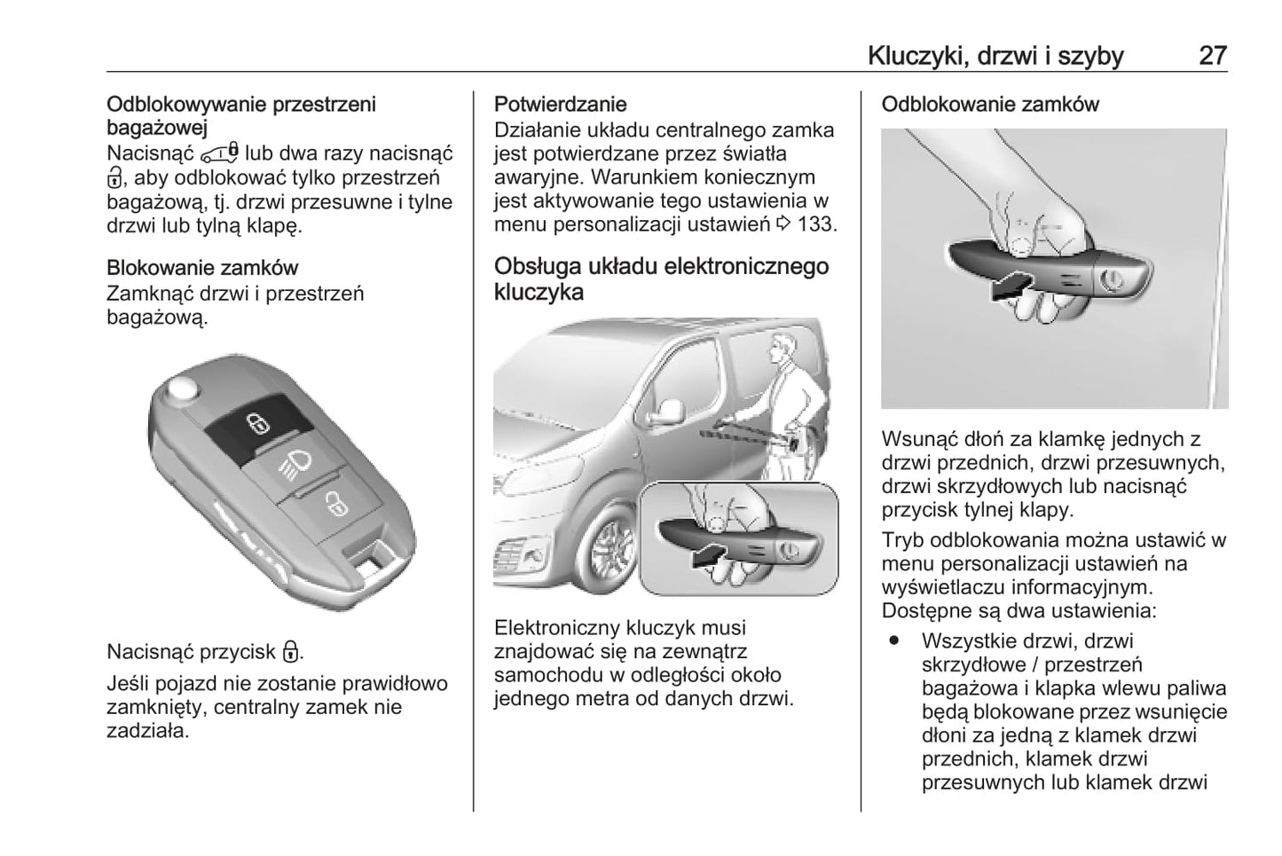 2020 Opel Vivaro Owner's Manual | Polish