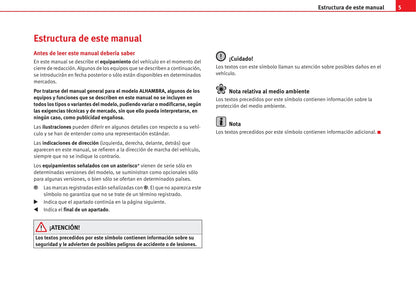 2000-2010 Seat Alhambra Owner's Manual | Spanish