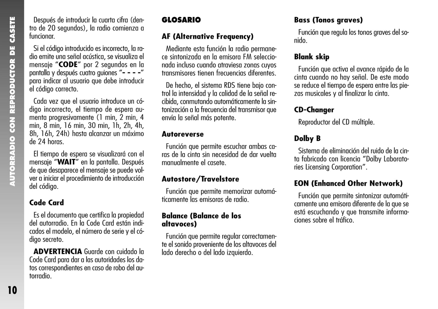 Alfa Romeo 156 / 156 GTA Autorradio Instrucciones 2004 - 2007