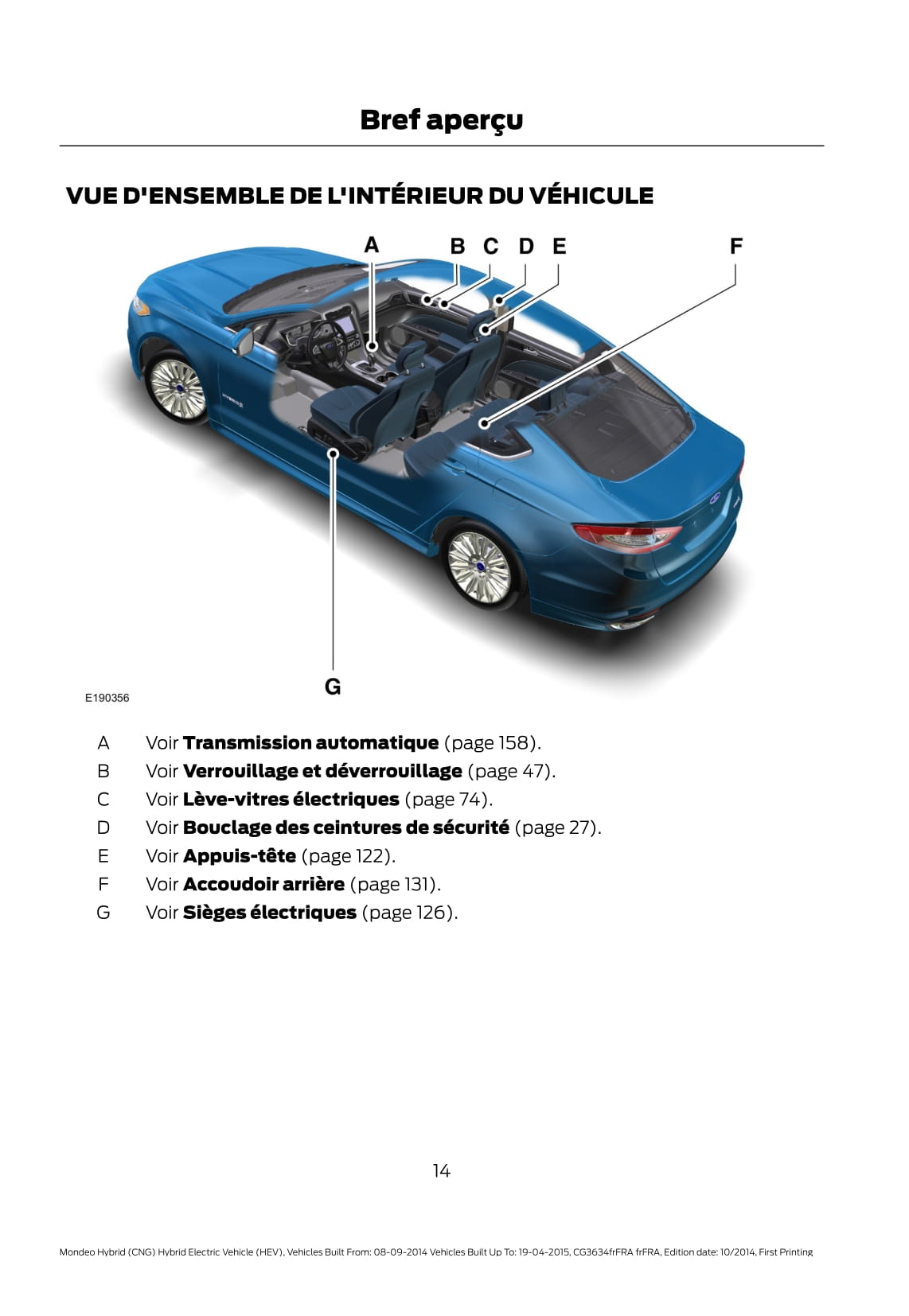 2014-2015 Ford Mondeo / Mondeo Hybrid Owner's Manual | French