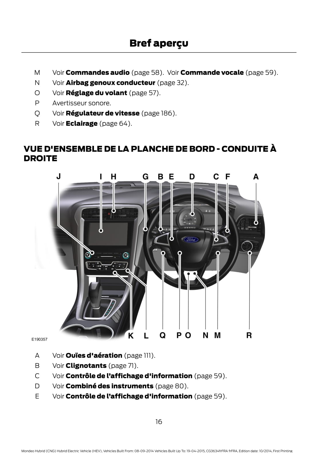 2014-2015 Ford Mondeo / Mondeo Hybrid Owner's Manual | French