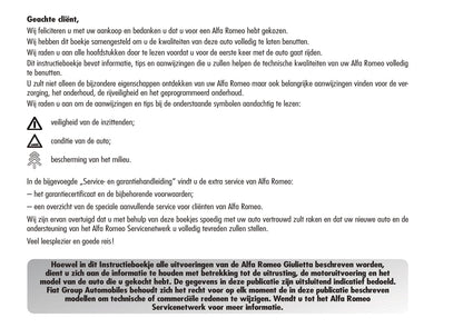 2010-2014 Alfa Romeo Giulietta Owner's Manual | Dutch