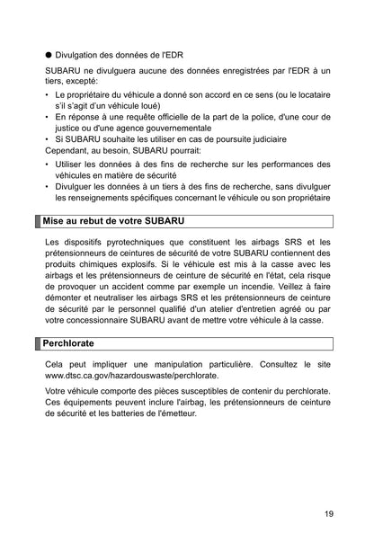 2016-2017 Subaru BRZ Owner's Manual | French
