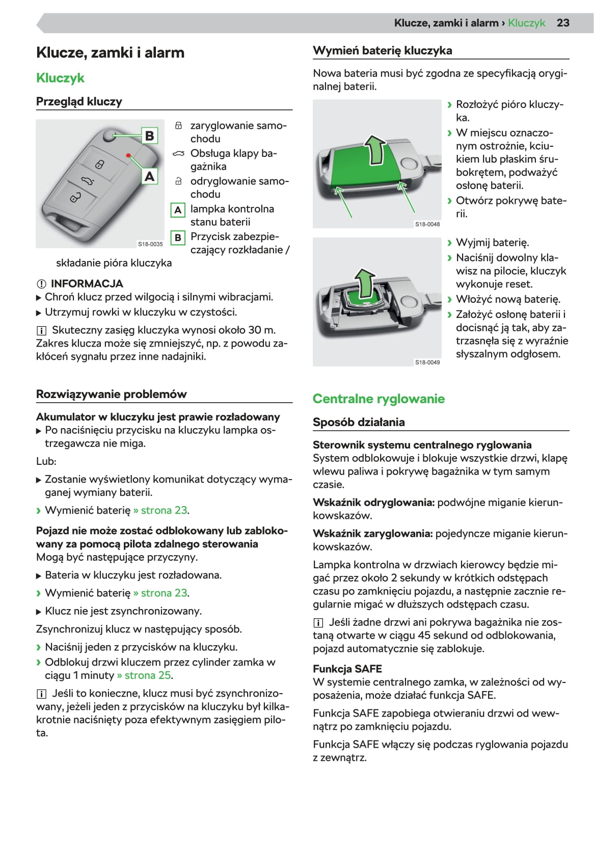 2019-2020 Skoda Scala Owner's Manual | Polish