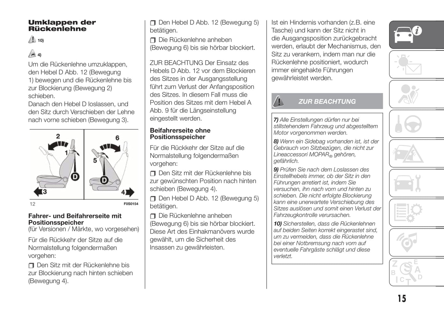 2018-2019 Fiat 500/500C Owner's Manual | German