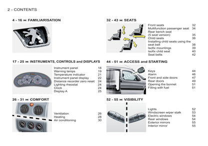 2011-2012 Peugeot Partner/Partner Origin Owner's Manual | English