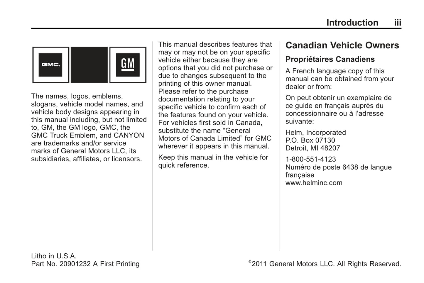 2012 GMC Canyon Gebruikershandleiding | Engels