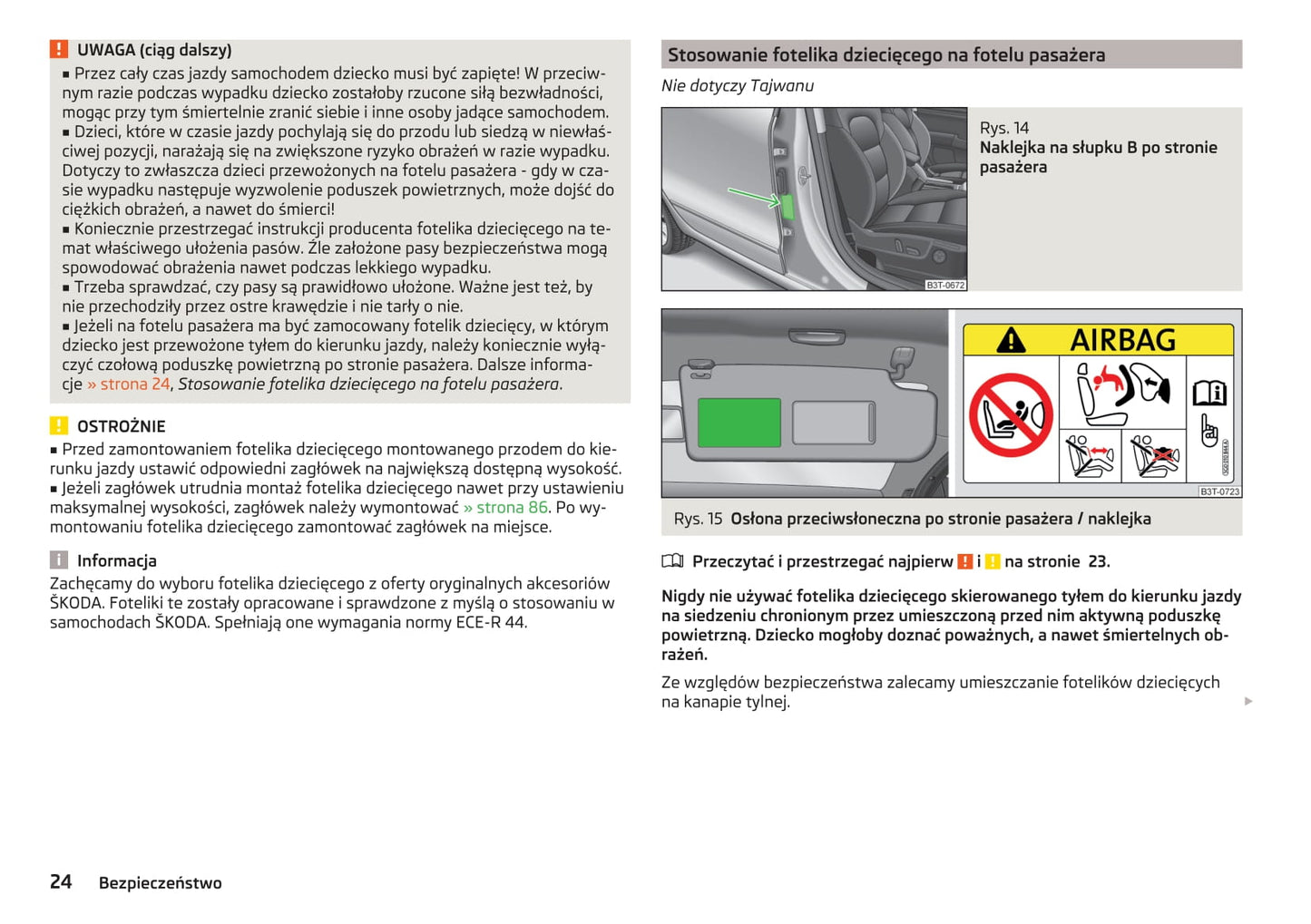 2015-2016 Skoda Superb Owner's Manual | Polish