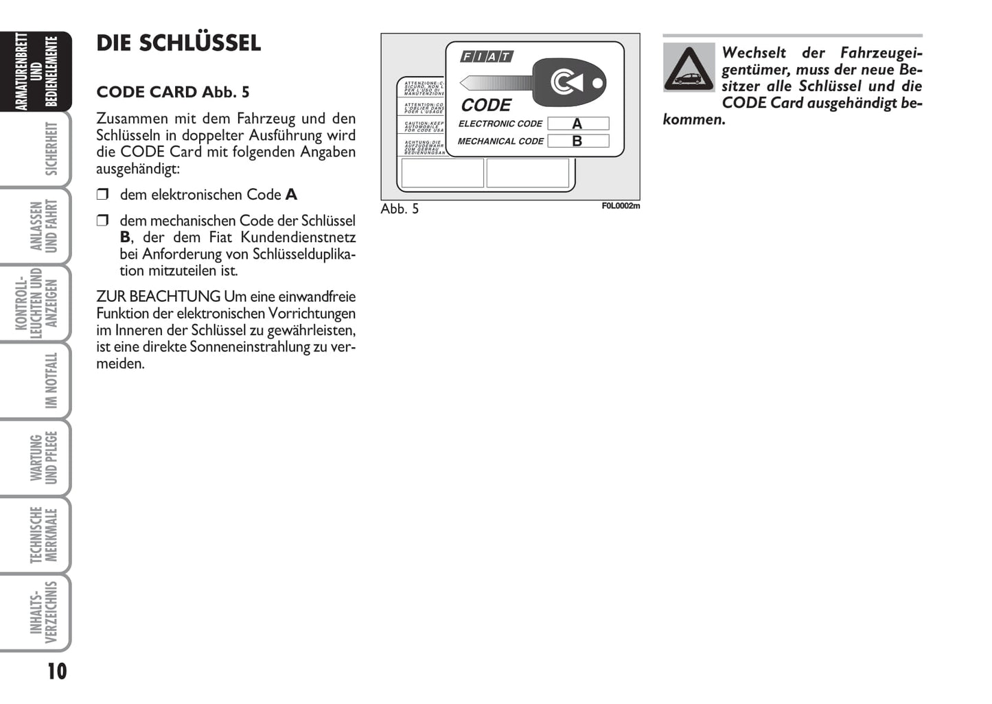 2009-2010 Fiat Croma Owner's Manual | German