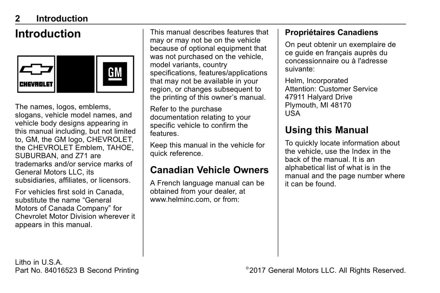 2018 Chevrolet Suburban/Tahoe Gebruikershandleiding | Engels