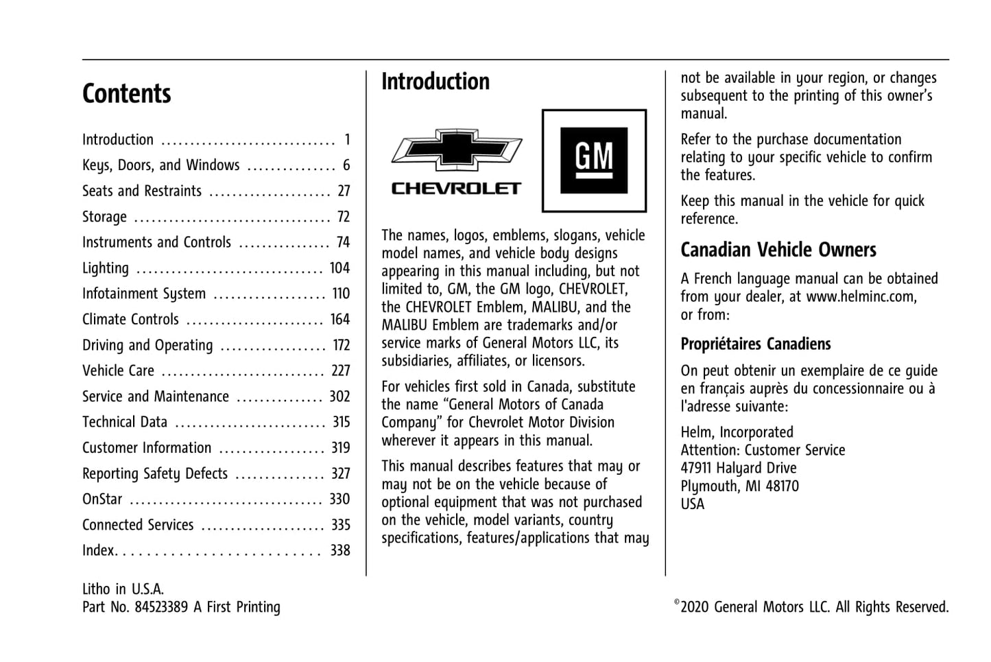 2021 Chevrolet Malibu Gebruikershandleiding | Engels