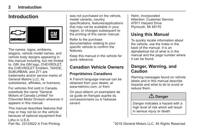 2016 Chevrolet Suburban/Tahoe Gebruikershandleiding | Engels