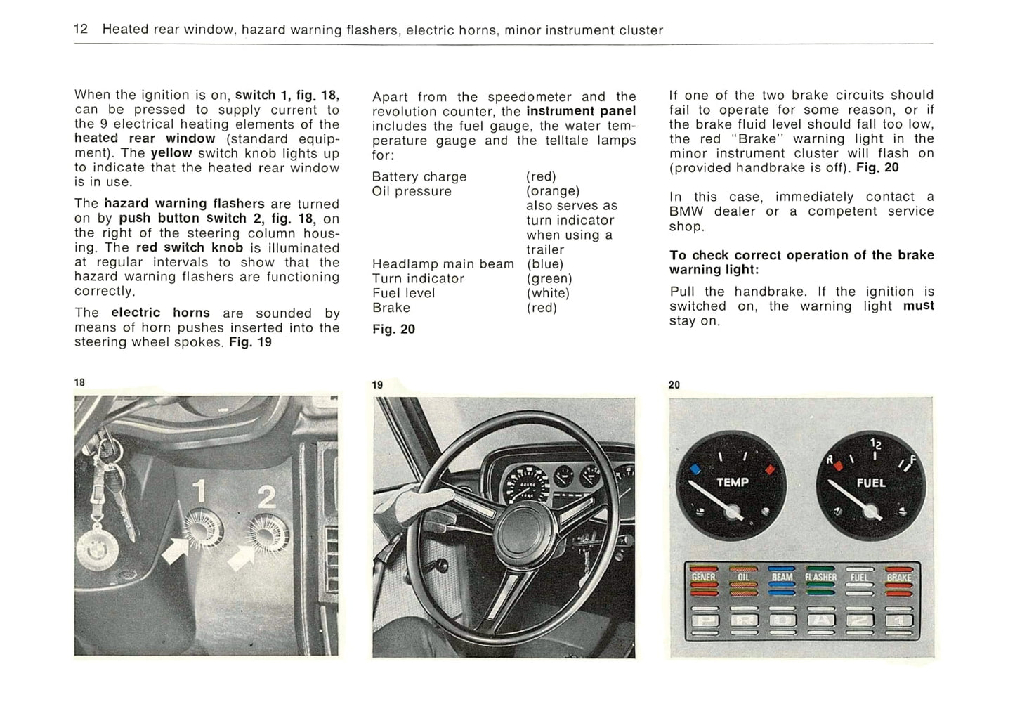 1973 BMW Bavaria 3.0 Gebruikershandleiding | Engels