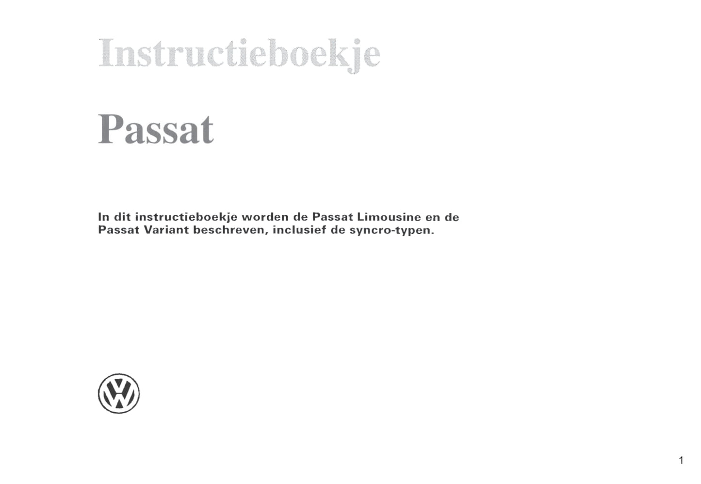 1996-2000 Volkswagen Passat Gebruikershandleiding | Nederlands