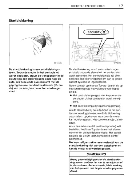 2000-2001 Toyota Yaris Verso Gebruikershandleiding | Nederlands