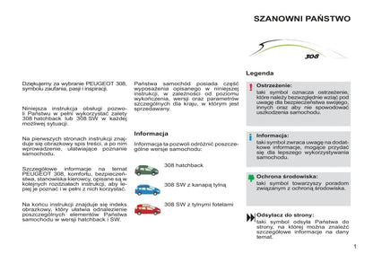 2012-2013 Peugeot 308 Owner's Manual | Polish